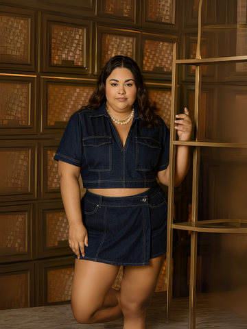 Denim Edge Wrap Skort Set – Curve Story
