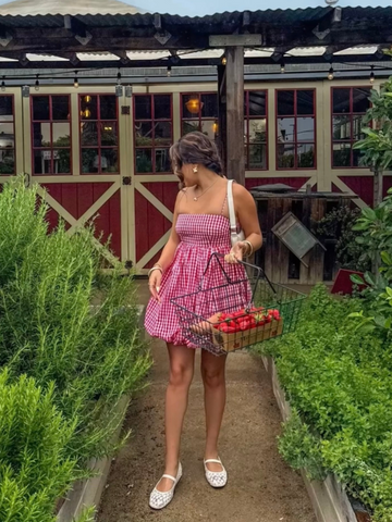Gingham Bloom Balloon Dress