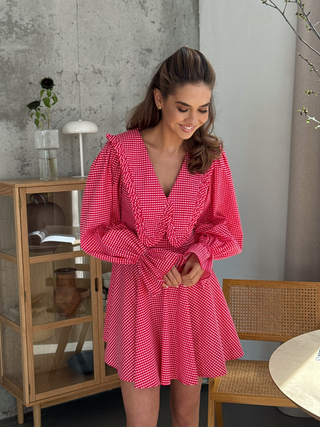 Cherry Picnic Gingham Dress