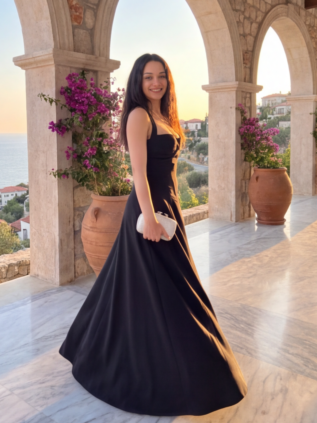Noir Sculpted Maxi Dress