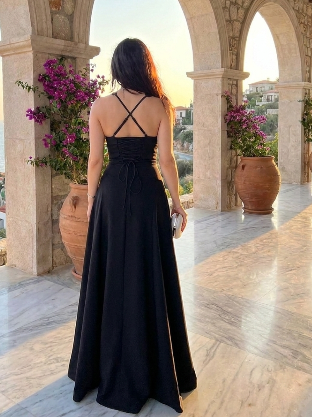 Noir Sculpted Maxi Dress