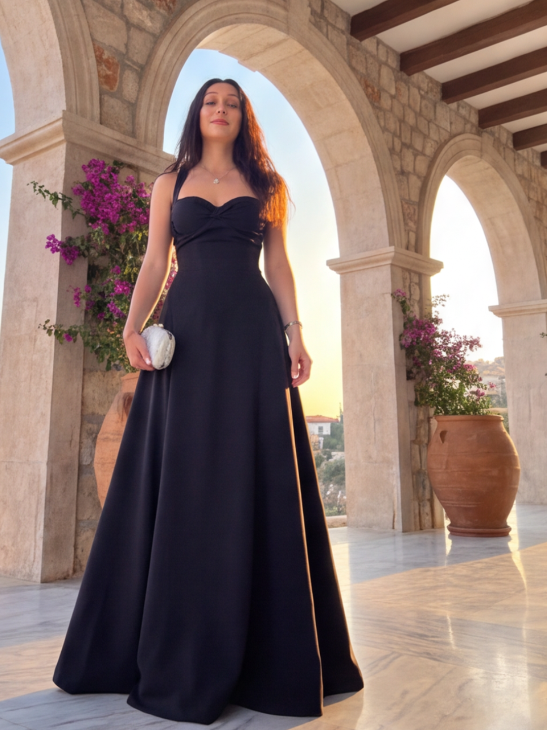 Noir Sculpted Maxi Dress