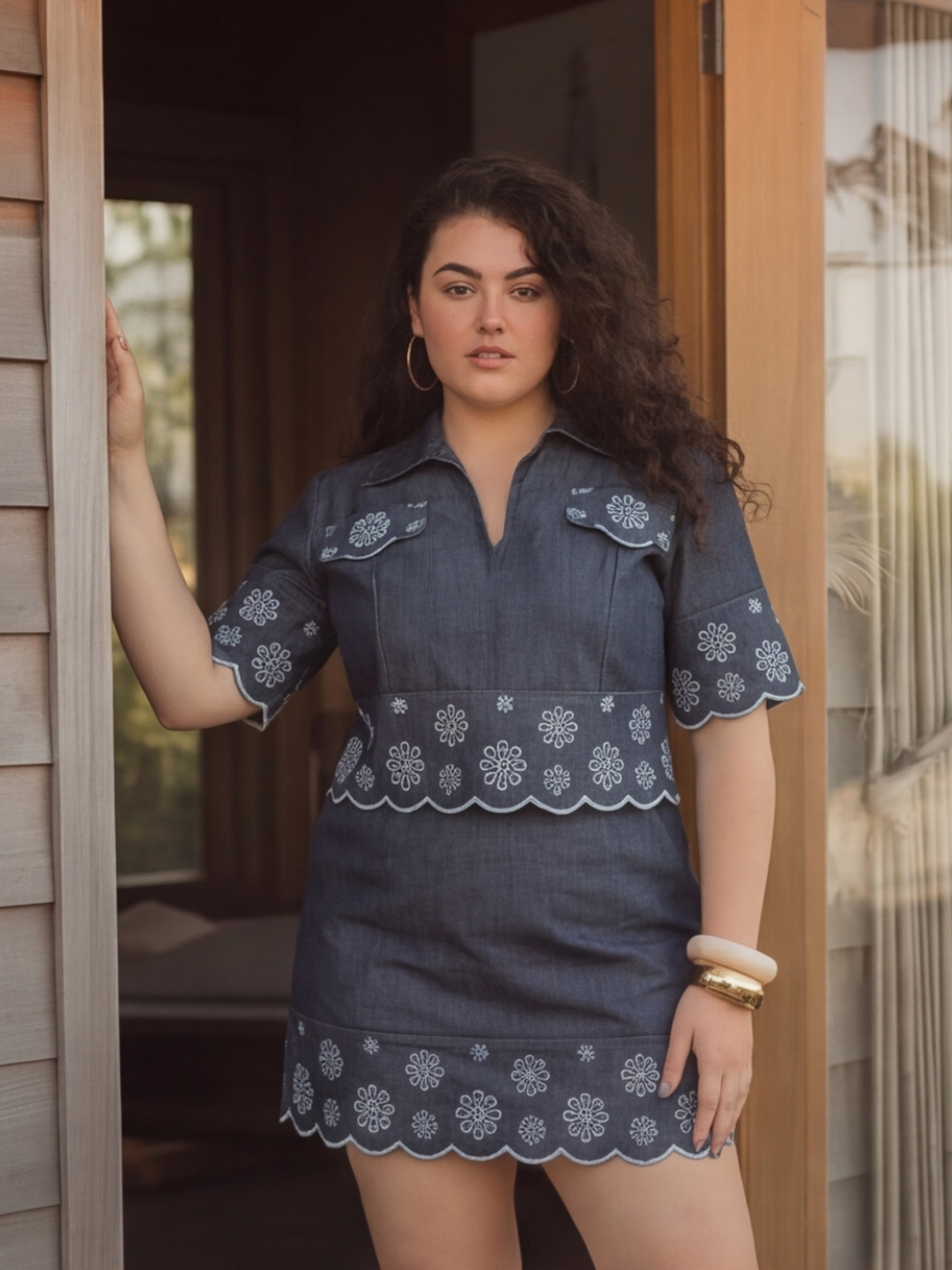 Indigo Blossom Curve Skirt Set