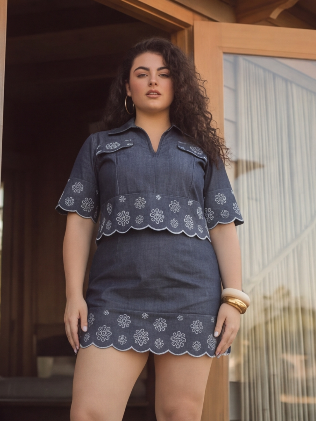 Indigo Blossom Curve Skirt Set