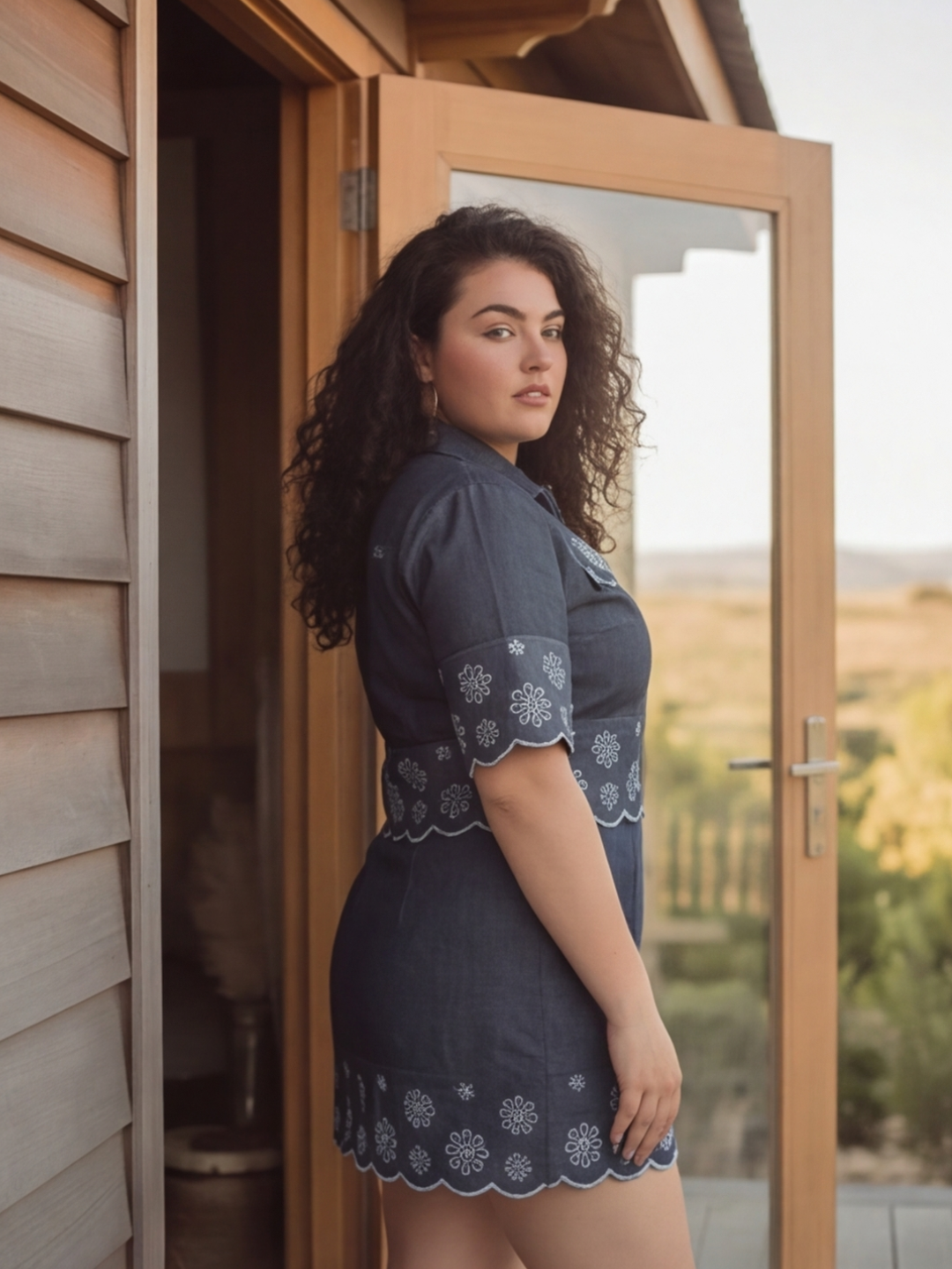 Indigo Blossom Curve Skirt Set