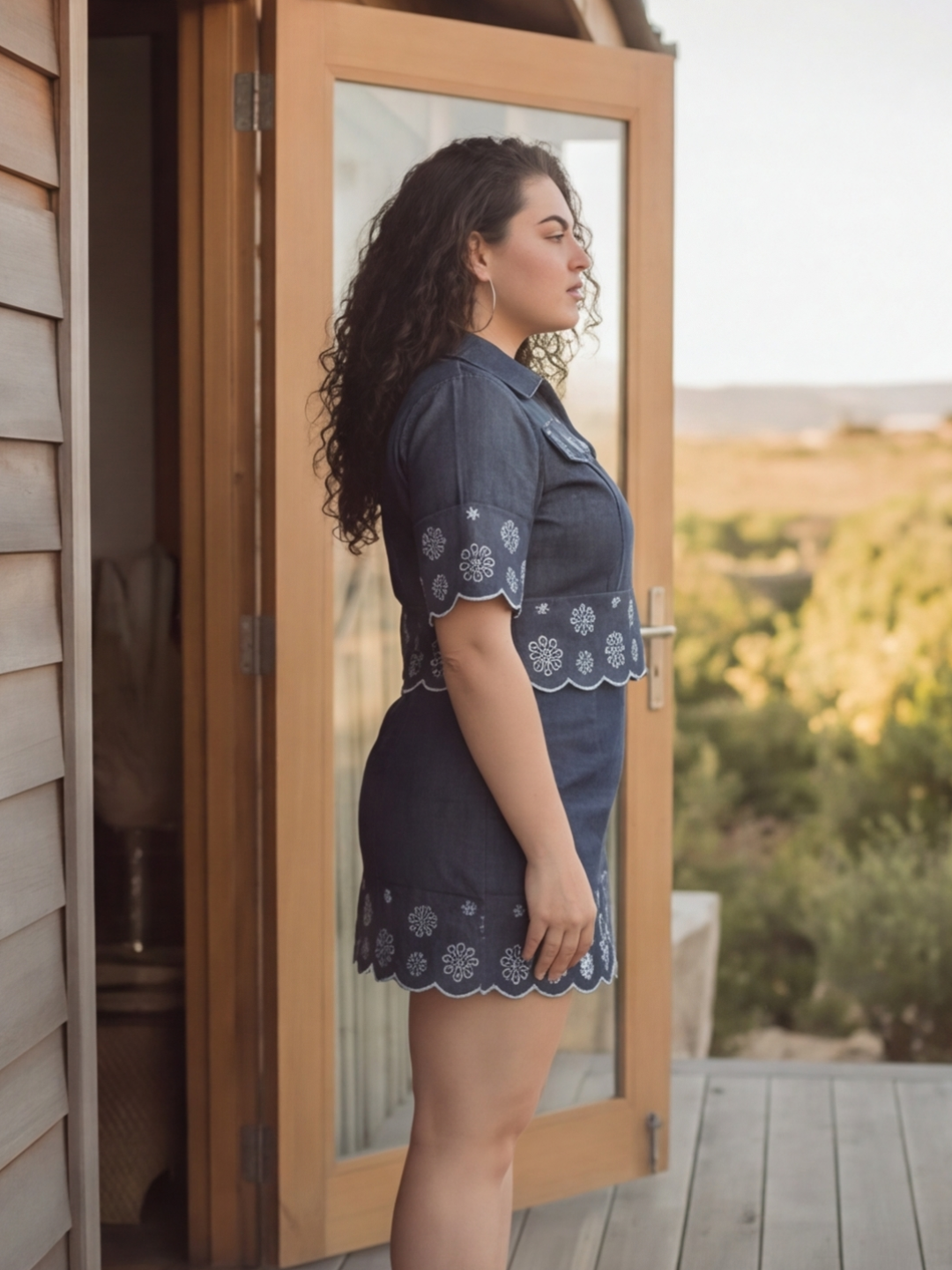 Indigo Blossom Curve Skirt Set