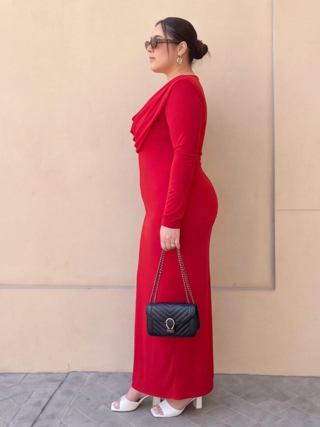 Scarlet Desire Curve Cowl-Neck Gown Dress