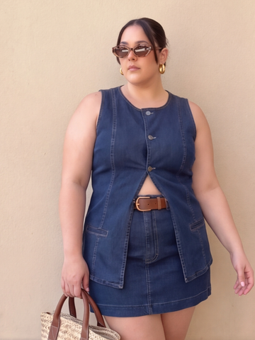 Indigo Power Curve Skirt Set