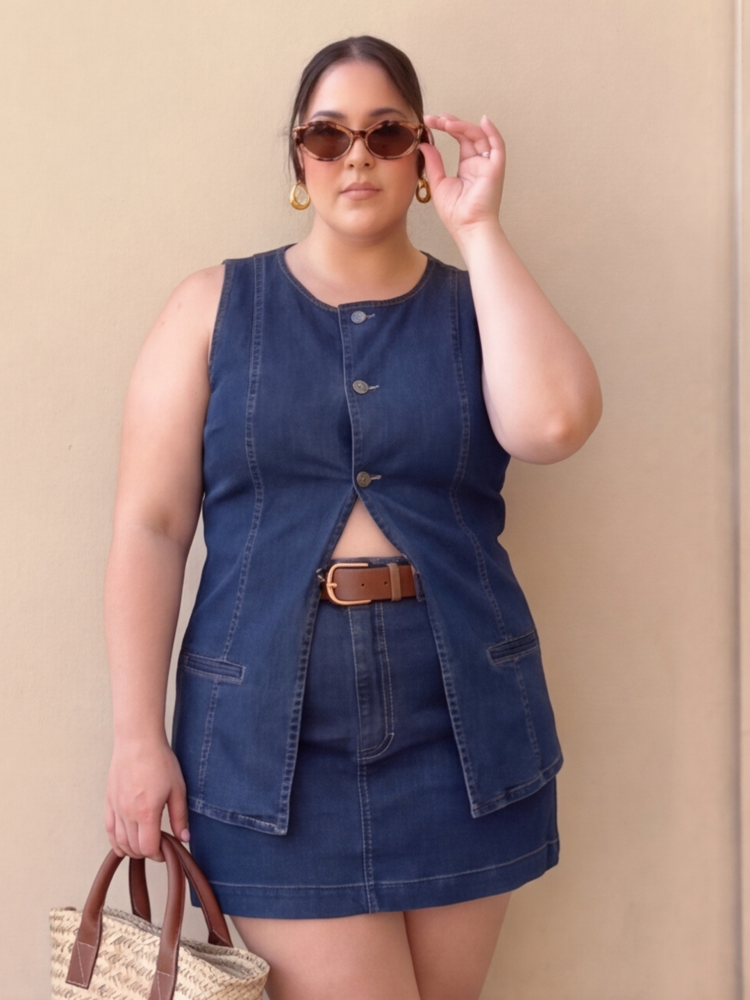 Indigo Power Curve Skirt Set