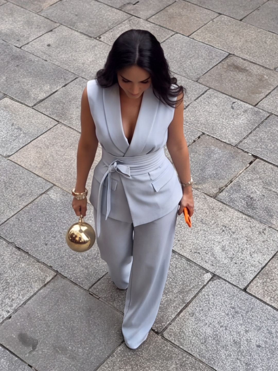 Ice Blue Power Suit Set