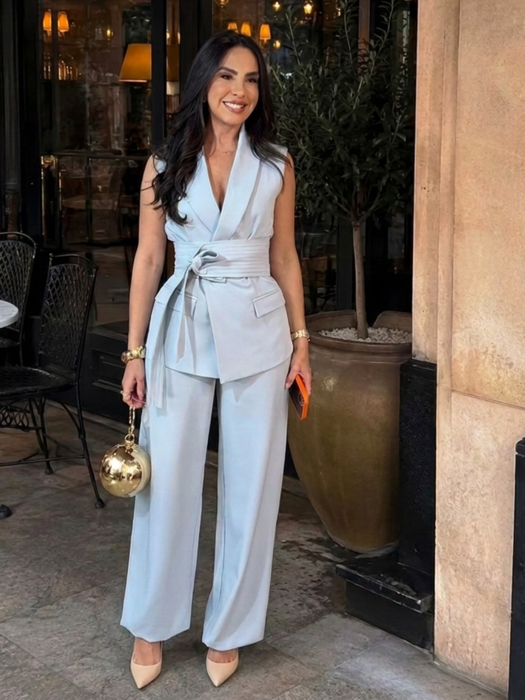Ice Blue Power Suit Set