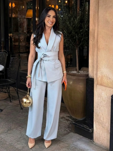 Ice Blue Power Suit Set
