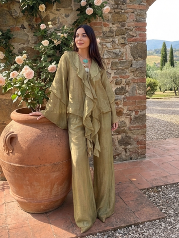 Olive Serenity Ruffle Co-ord Set
