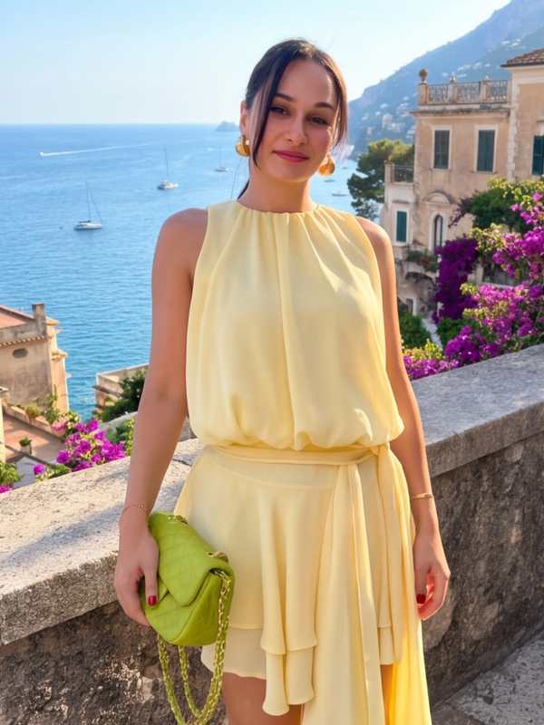 Lemon Aura Layered Dress