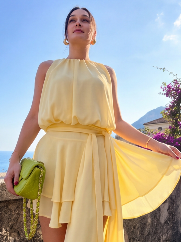 Lemon Aura Layered Dress
