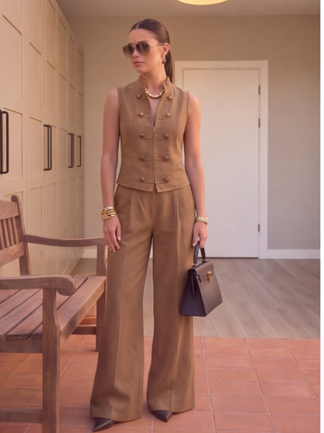 Mocha Cotton Linen Co-Ord Set