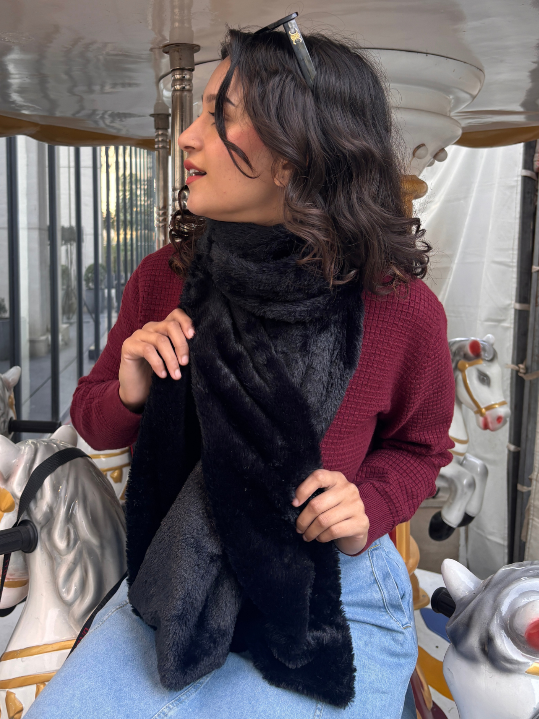 Midnight Luxe Faux Fur Cape