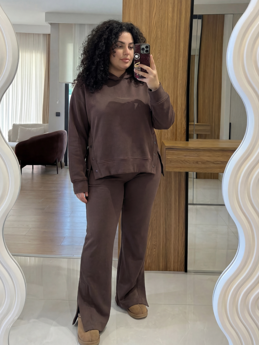 Mocha Luxe Suede Co-ord Set – Plus Siz