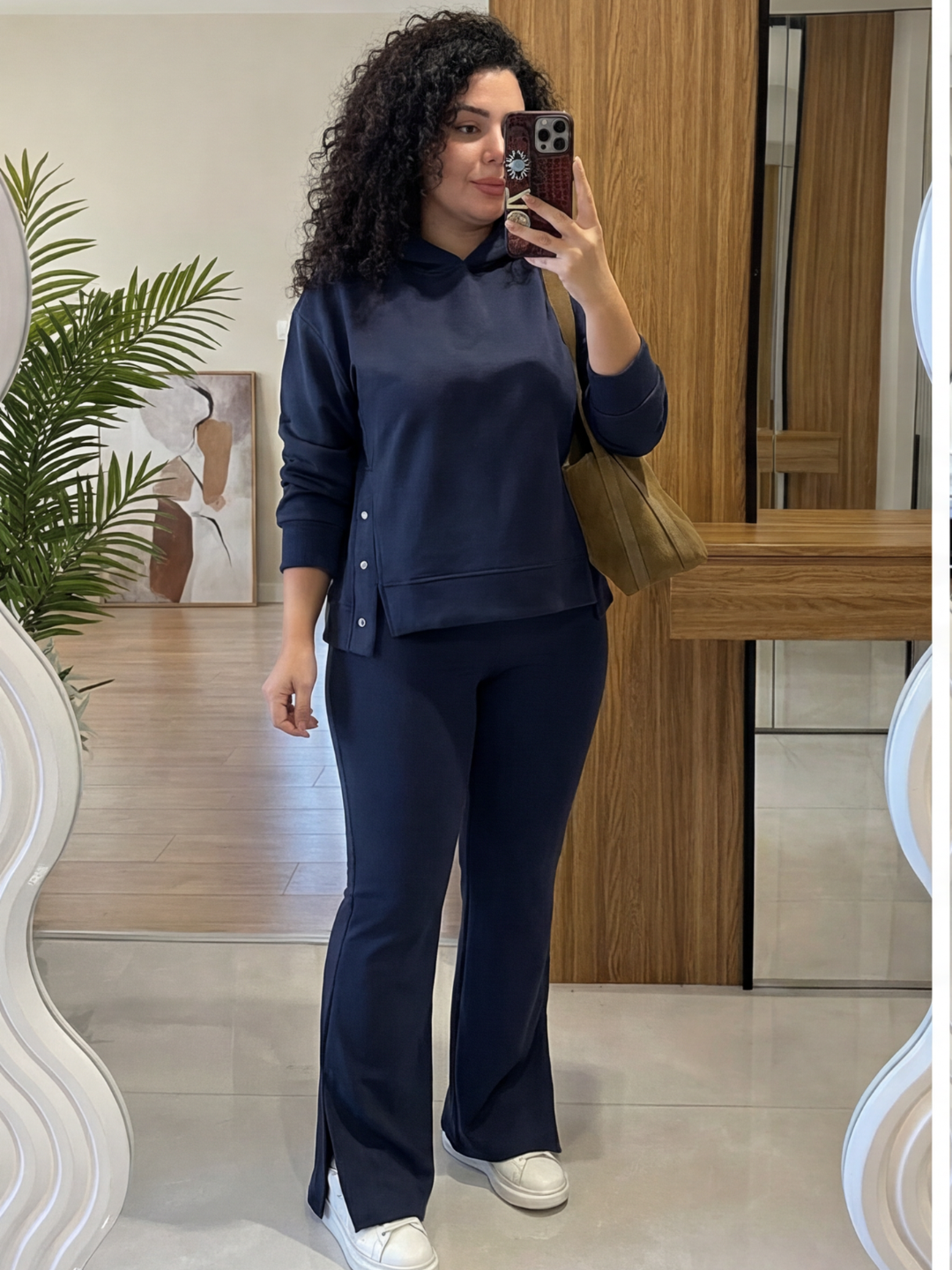 Navy Blue Luxe Suede Co-ord Set – Plus Size