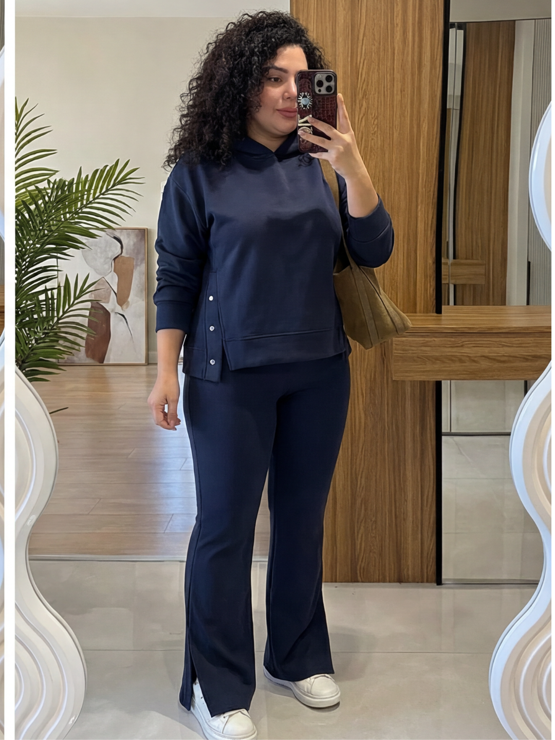Navy Blue Luxe Suede Co-ord Set – Plus Size