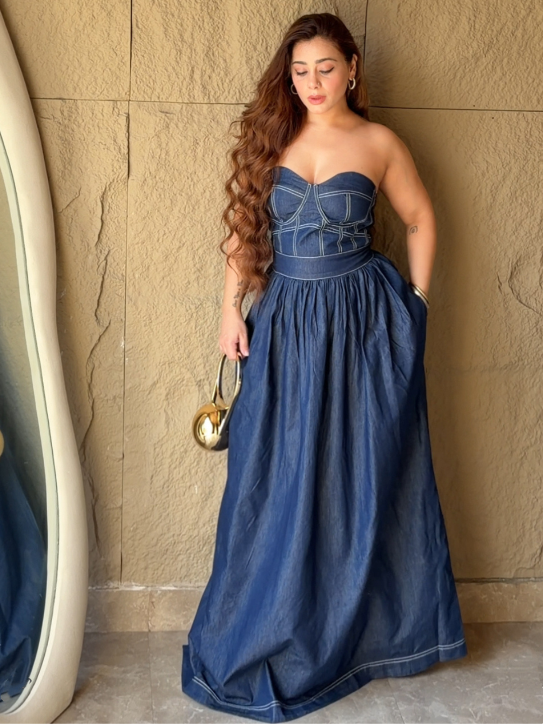 Indigo Sculpt Corset Midi Dress