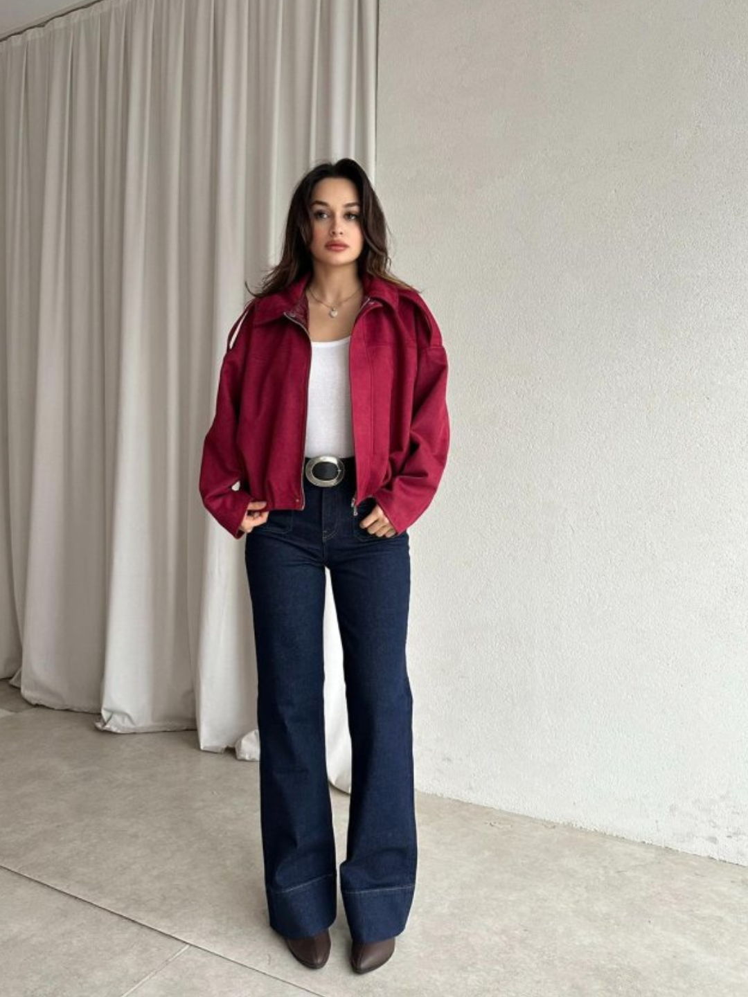 Wine Edge Cropped Jacket