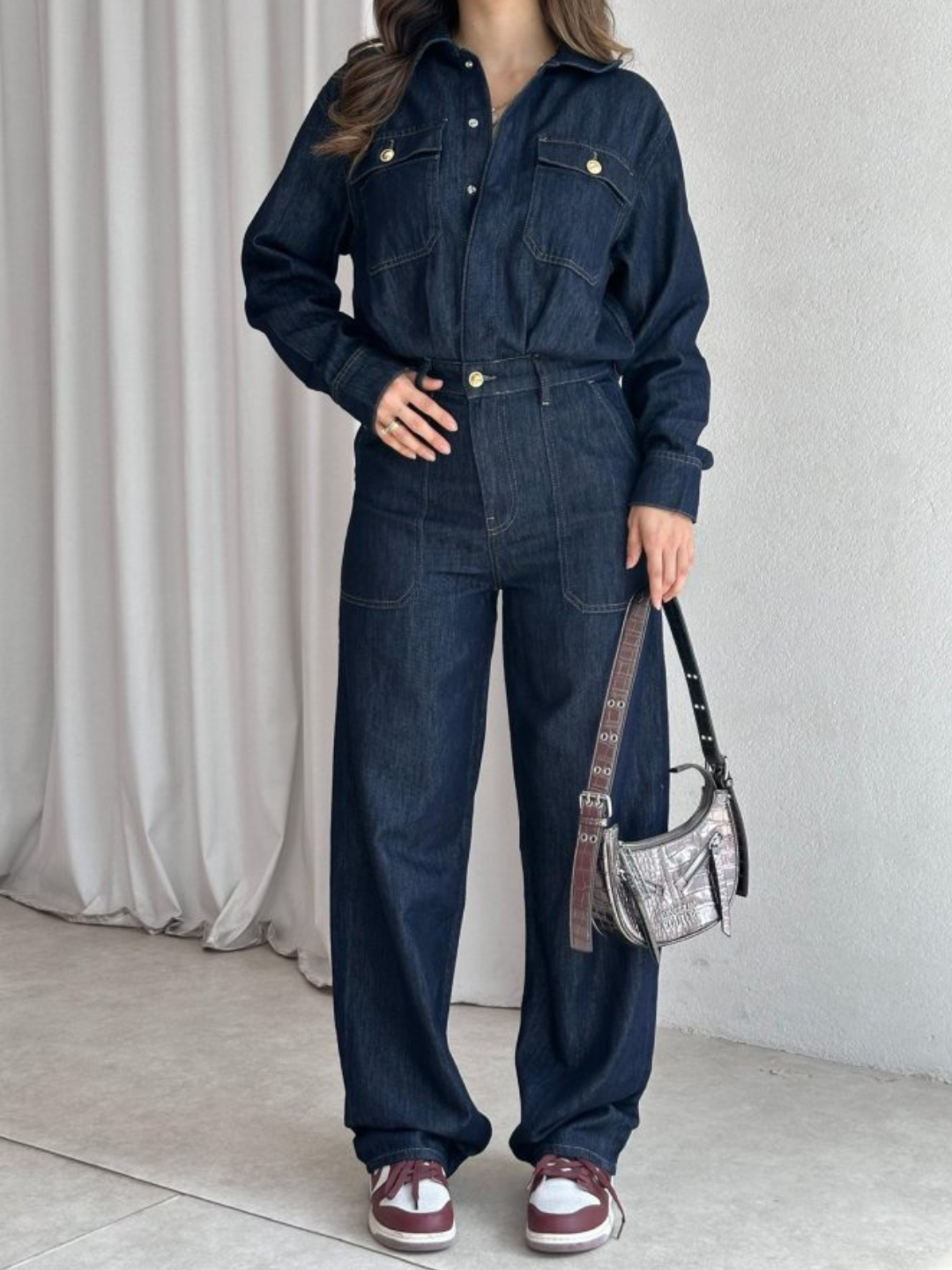 Indigo Utility Denim Jumpsuit