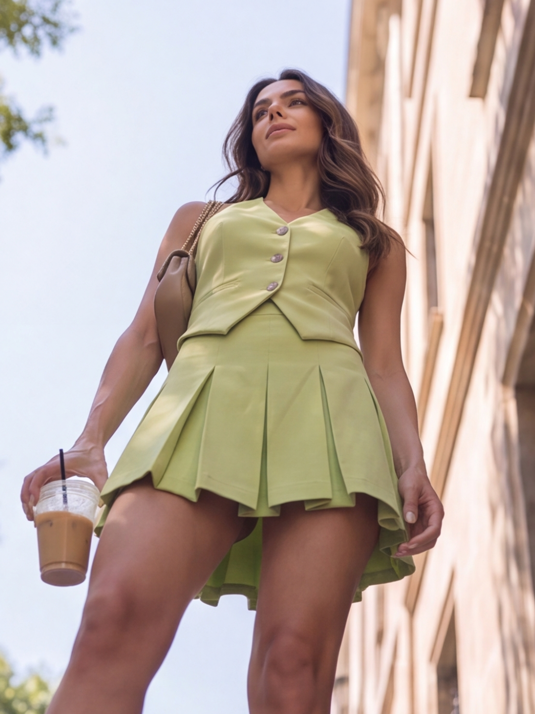 Pistachio Tailored Skirt Set