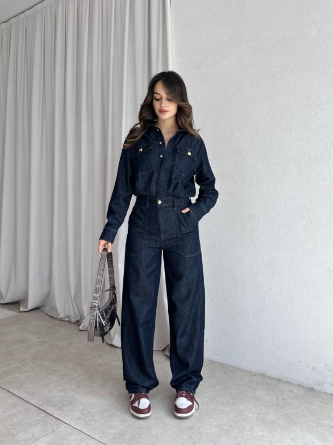 Indigo Utility Denim Jumpsuit