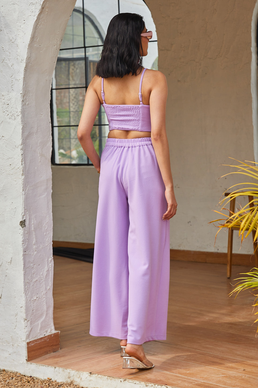Elysian Co-ord Set with Cam  Bobbin Back Top & High Waist Wide Leg Pants