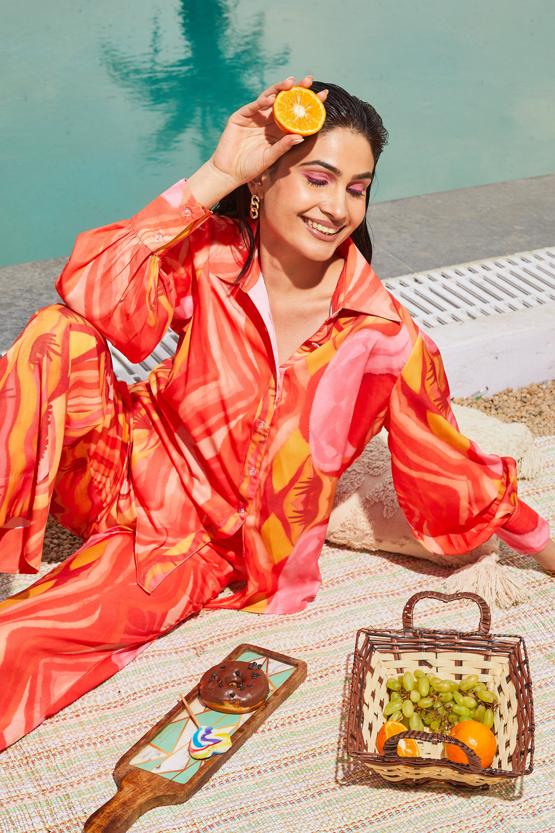 Mala Breezy Co-ord Set with oversized Shirt & Flared Pants