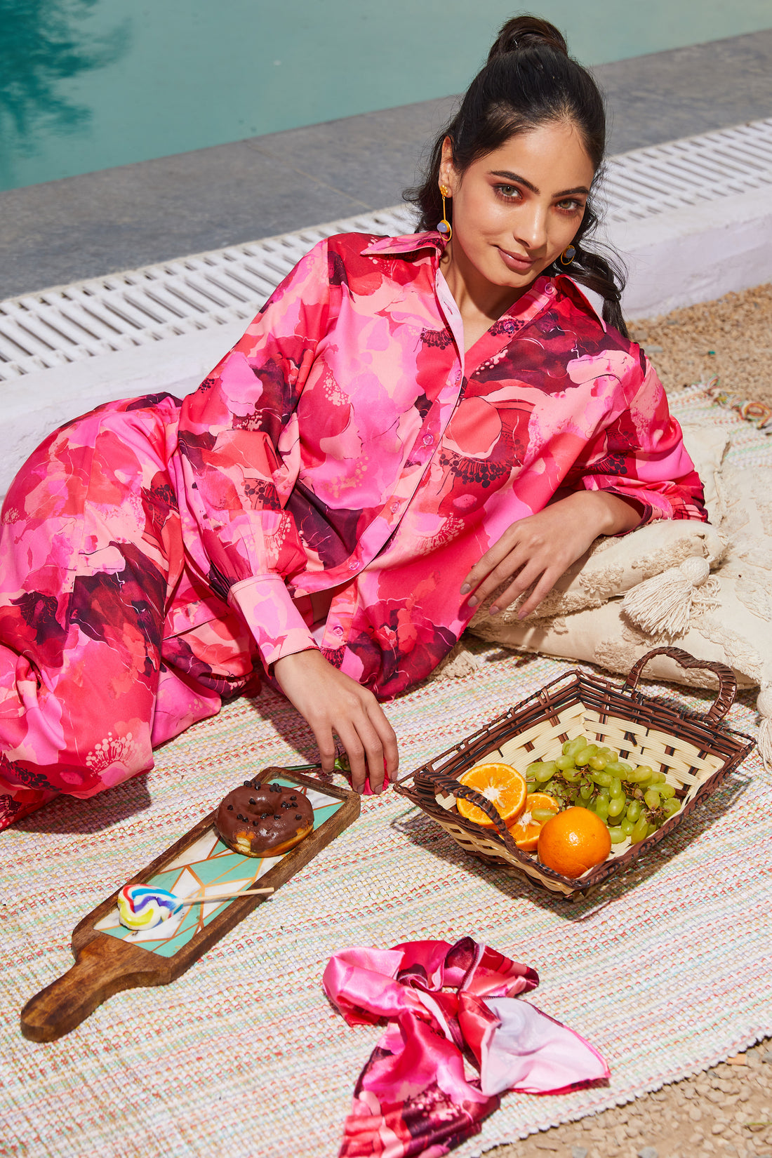 Mala Breezy Co-ord Set with oversized Shirt & Flared Pants