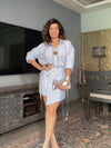 Breezy Blue Striped Shirt with Skirt Set