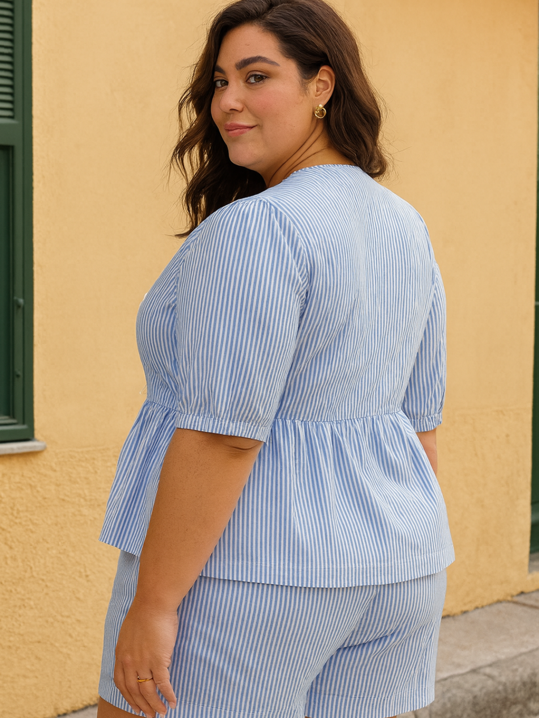 Blue Bow Stripe Short Set – Charaavi Curve Story