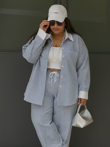 Blue Haze Striped Pajama Set