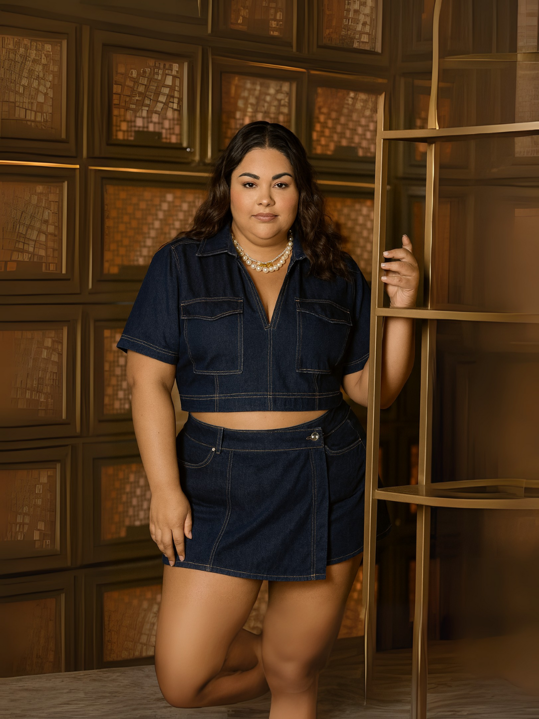 Denim Edge Wrap Skort Set – Curve Story