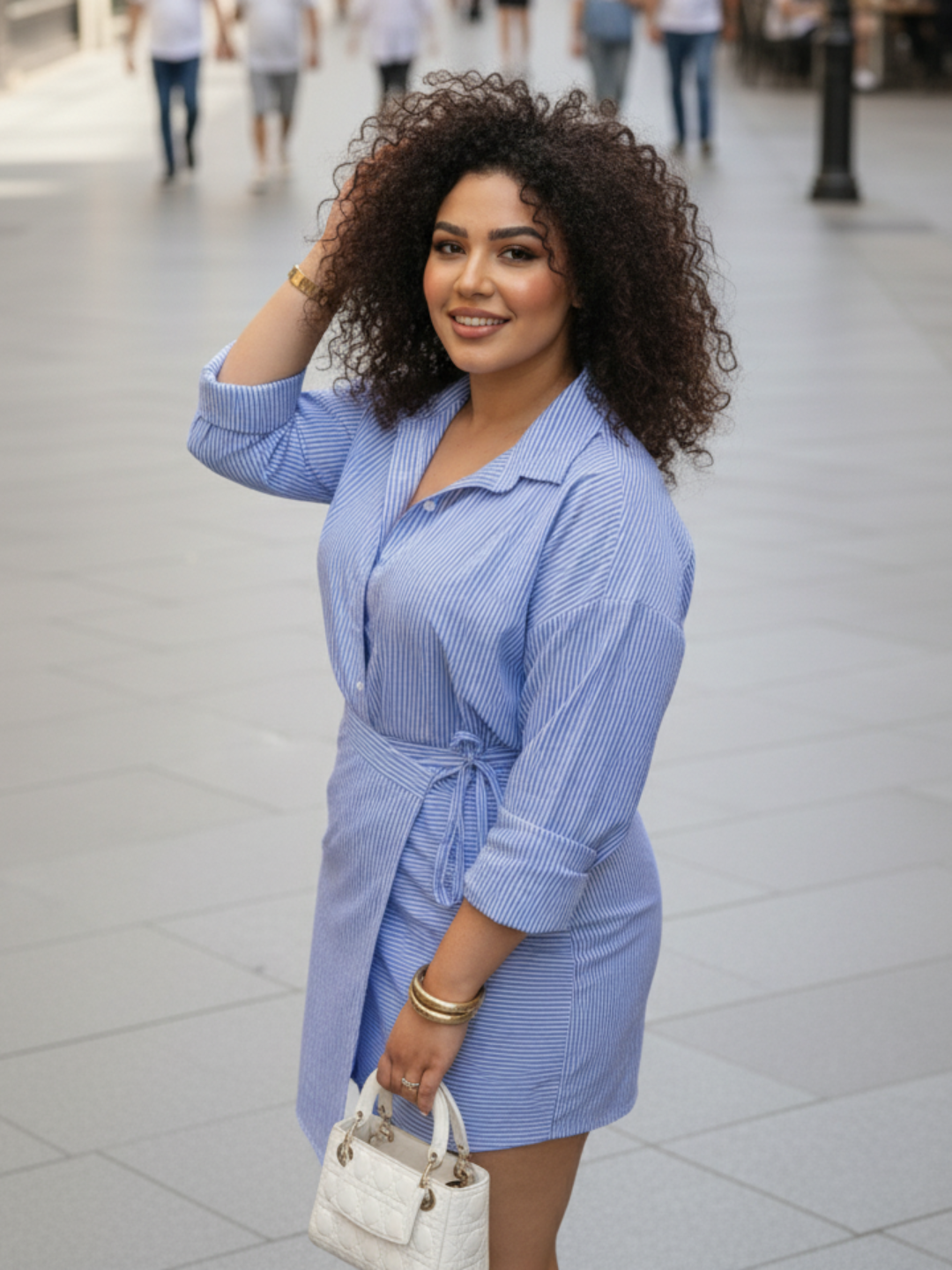 Breezy Blue Striped Shirt with Skirt Set
