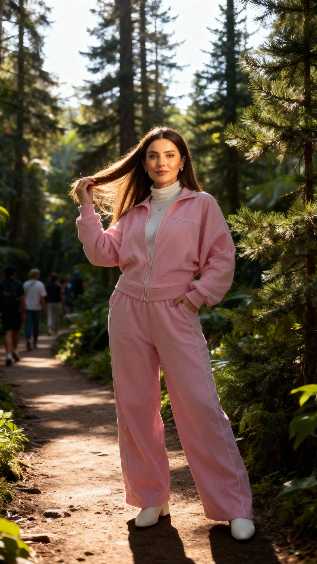 Pink Fleece Jogger Set with Oversized Jacket