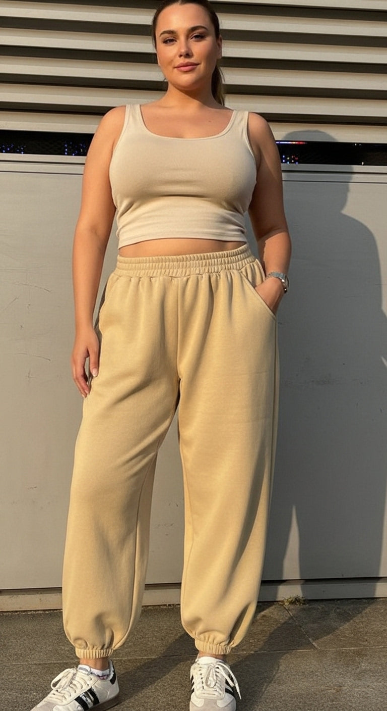 Beige Fleece Joggers