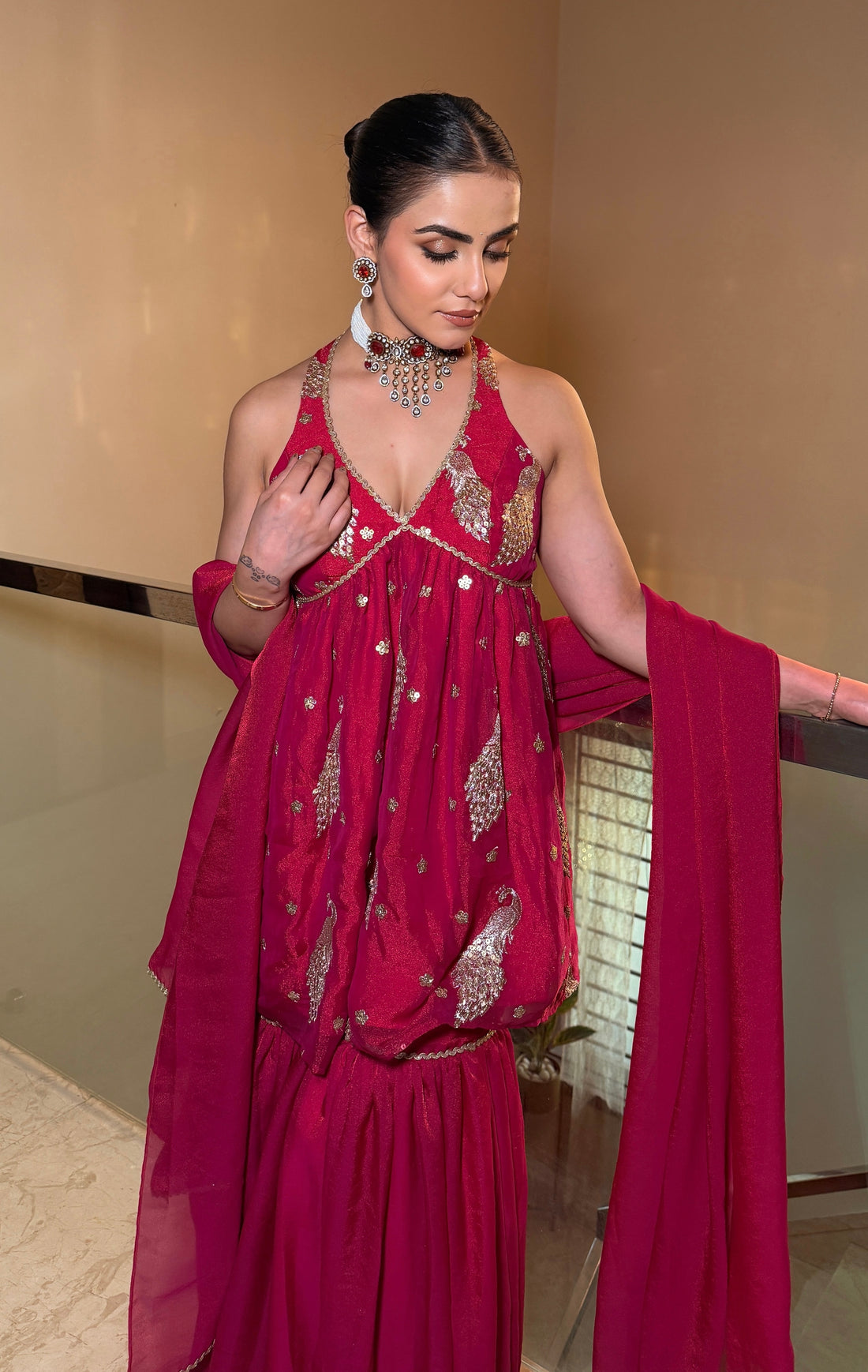 Gulabi Noor  Embroidered Gharara Set