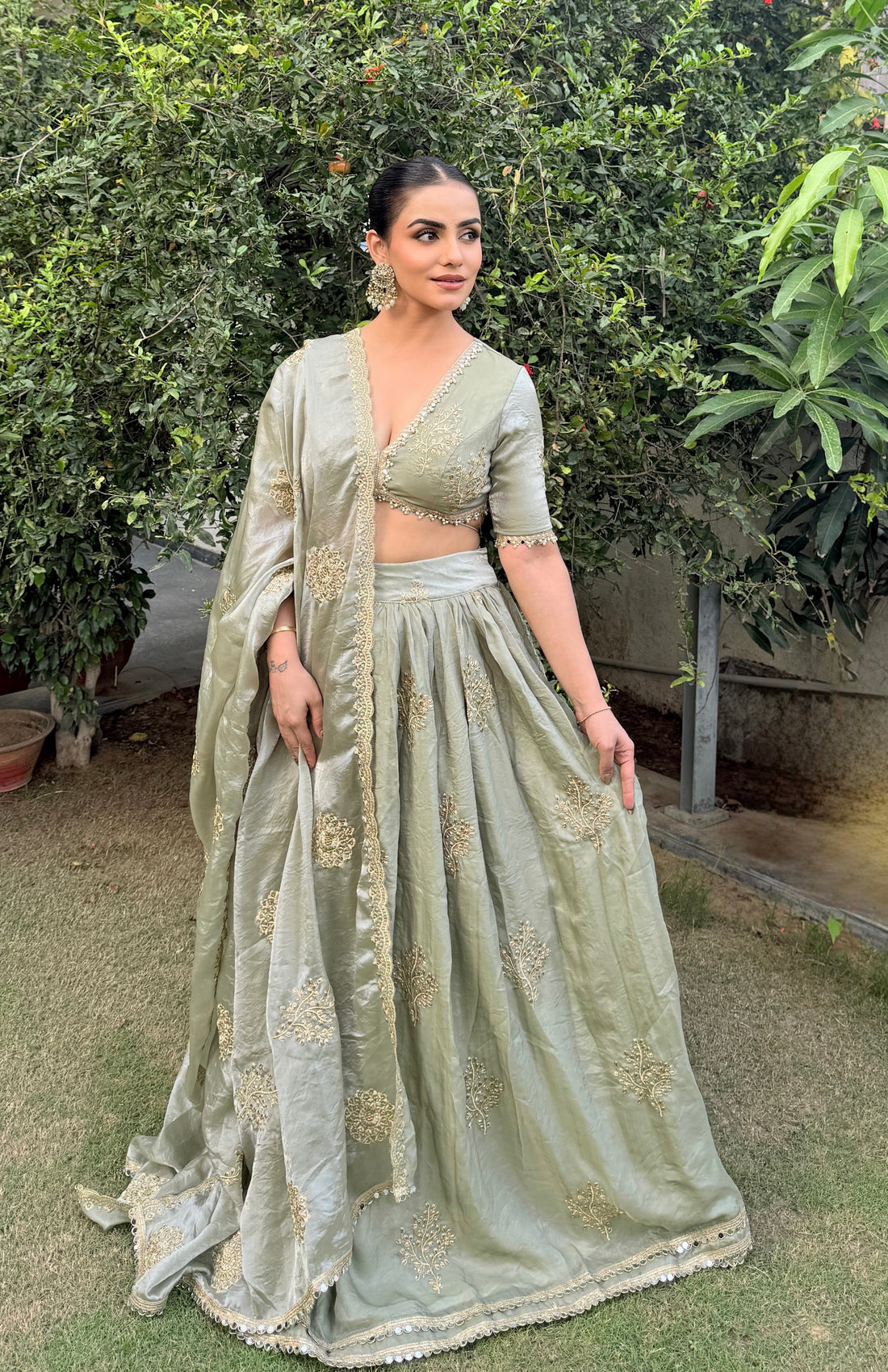 Sage Elara Embroidered Lehenga Set