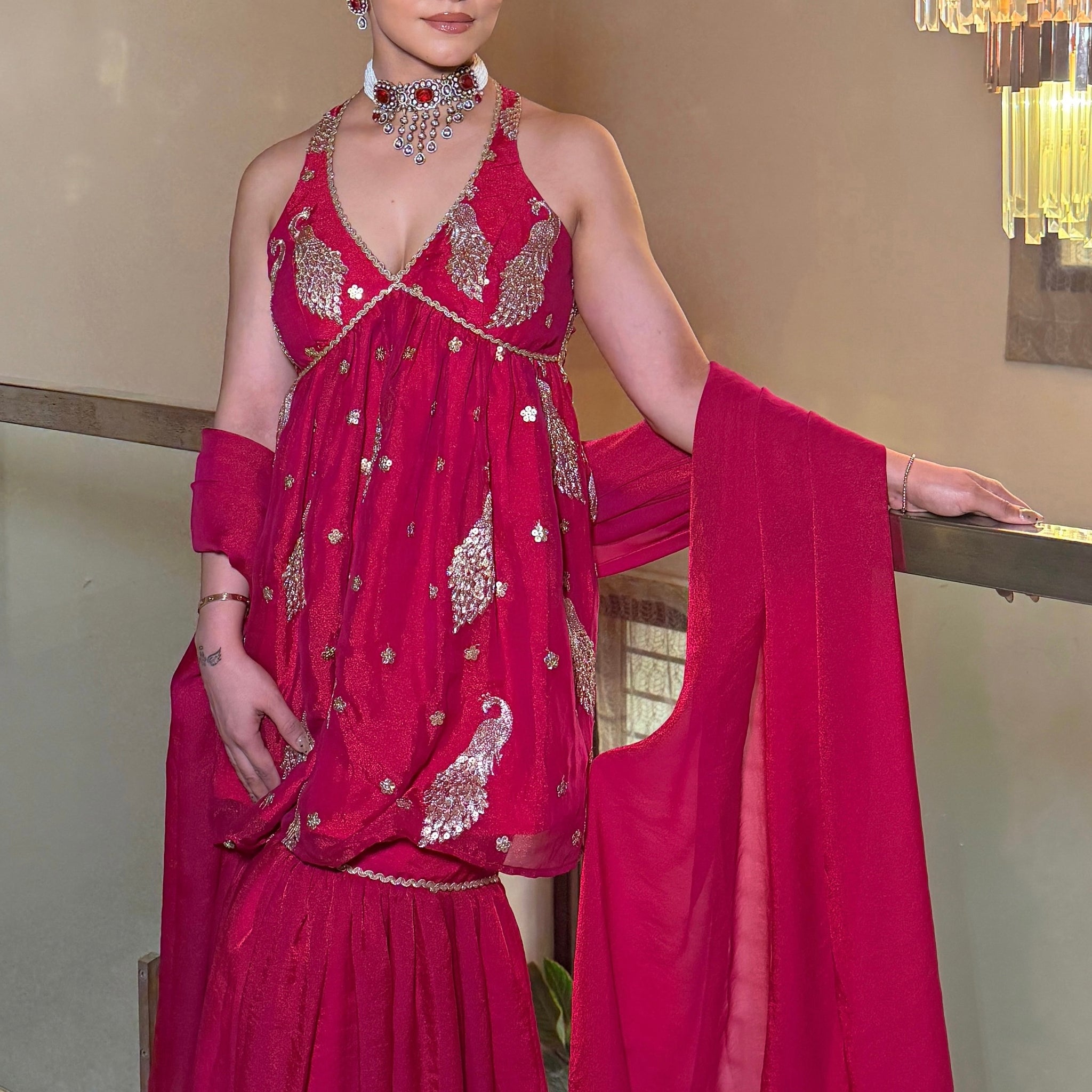 Gulabi Noor  Embroidered Gharara Set