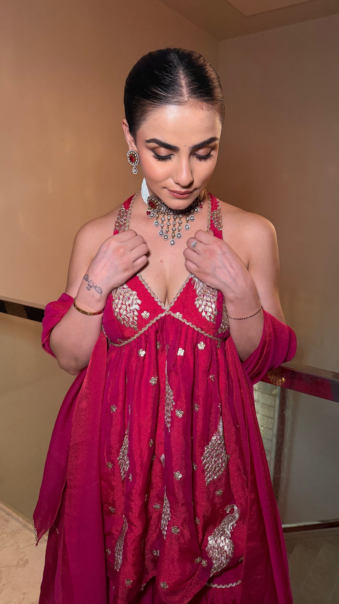 Gulabi Noor  Embroidered Gharara Set