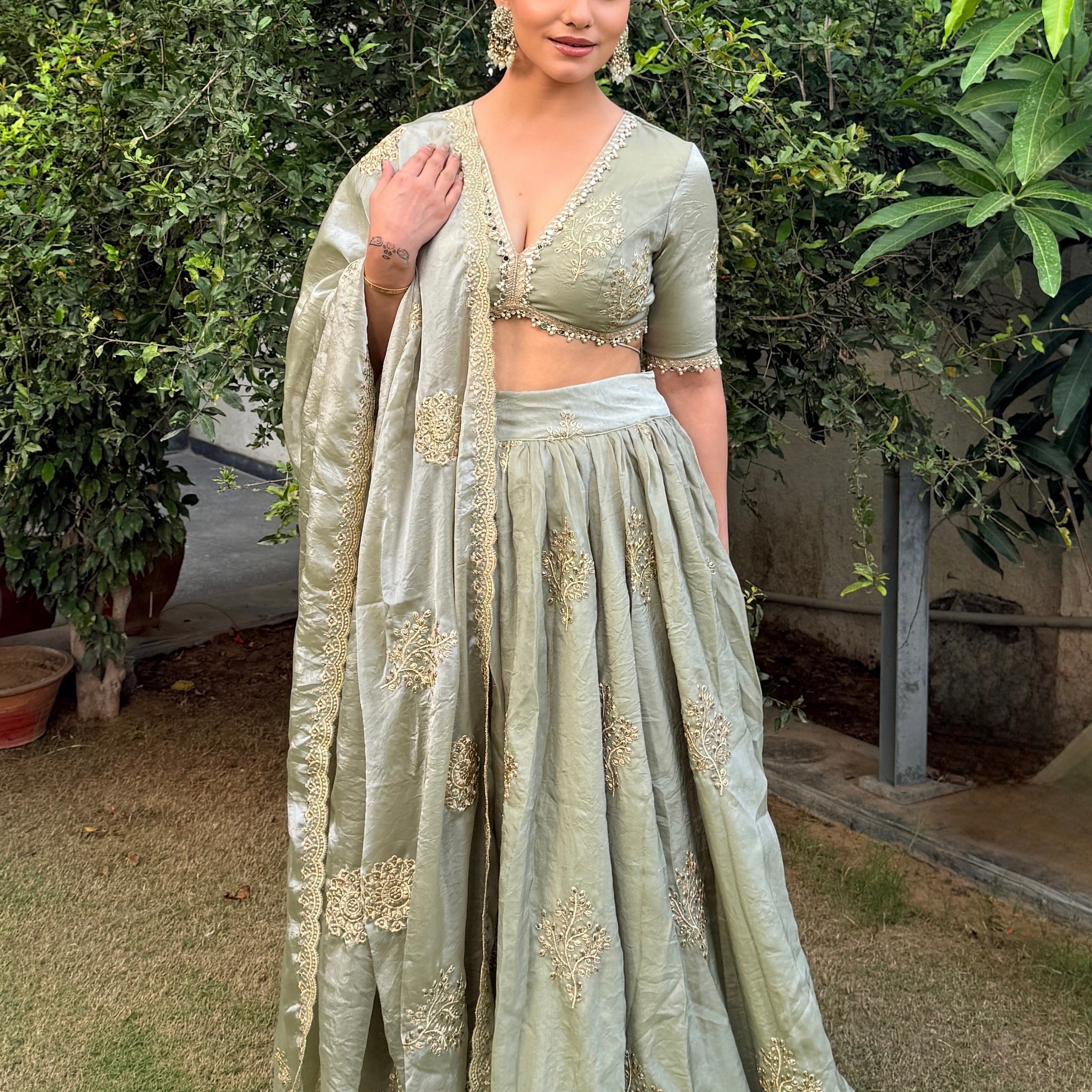 Sage Elara Embroidered Lehenga Set