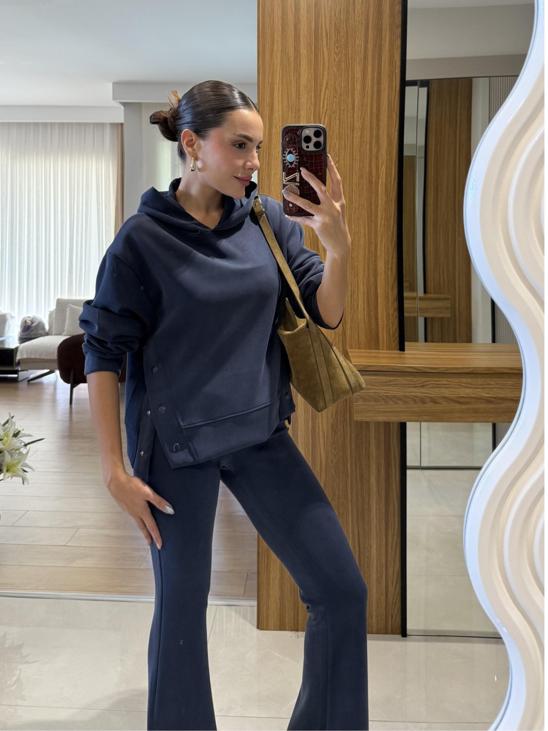 Navy Blue Luxe Suede Co-ord Set
