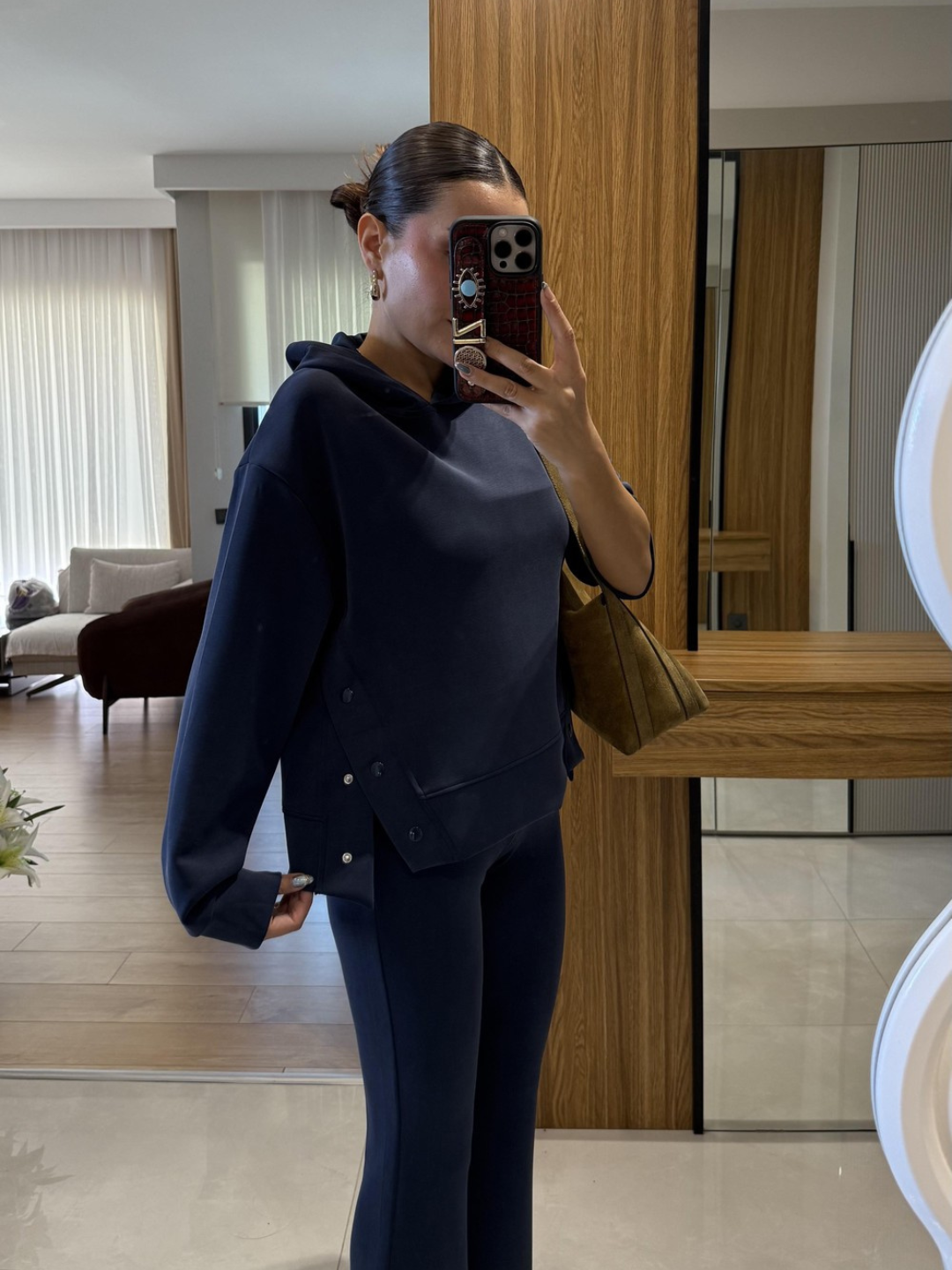Navy Blue Luxe Suede Co-ord Set