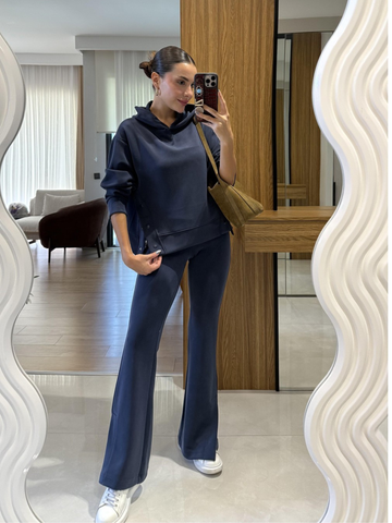 Navy Blue Luxe Suede Co-ord Set