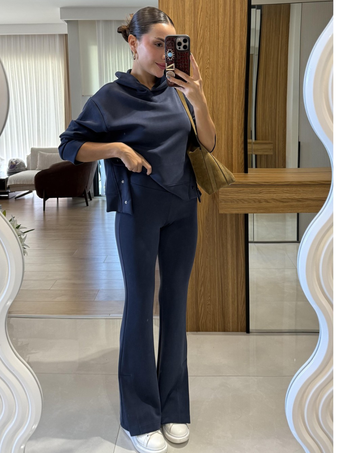 Navy Blue Luxe Suede Co-ord Set