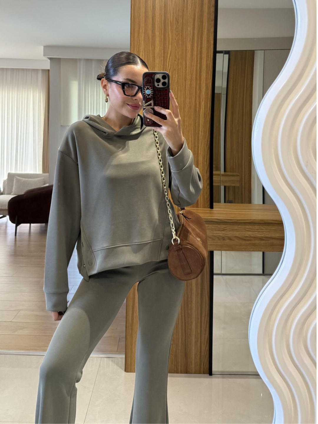 Olive Luxe Suede Co-ord Set