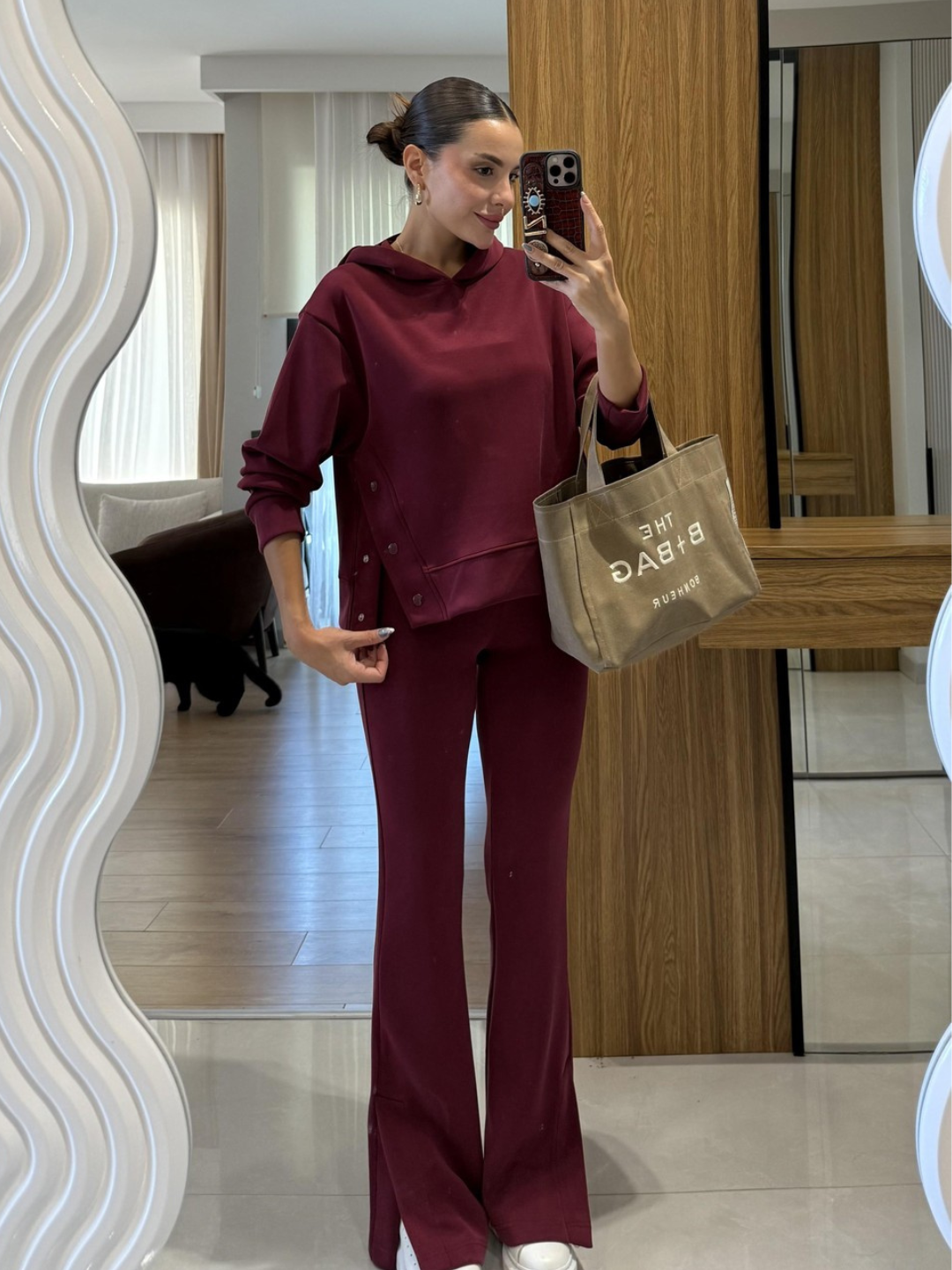 Wine Luxe Suede Co-ord Set